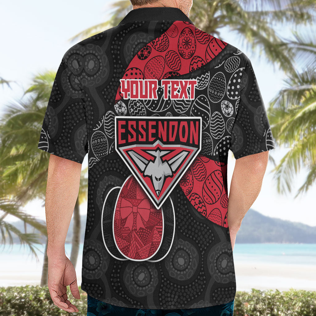 Personalized Essendon Football Hawaiian Shirt Easter Egg Pattern Red Black Tribal Dot Art Style