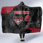 Personalized Essendon Football Hooded Blanket Easter Egg Pattern Red Black Tribal Dot Art Style