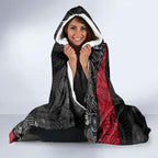 Personalized Essendon Football Hooded Blanket Easter Egg Pattern Red Black Tribal Dot Art Style