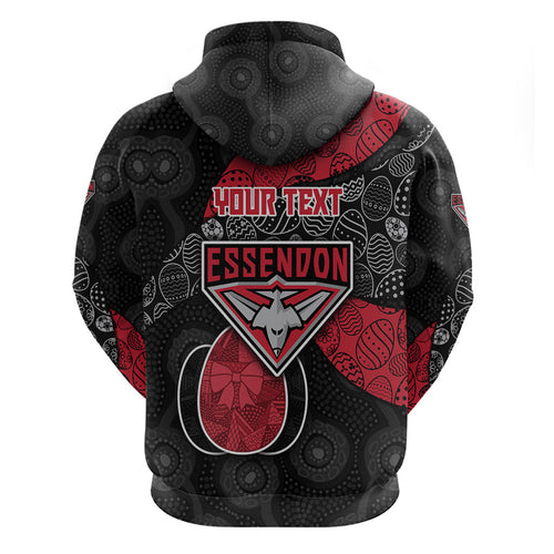 Personalized Essendon Football Hoodie Easter Egg Pattern Red Black Tribal Dot Art Style