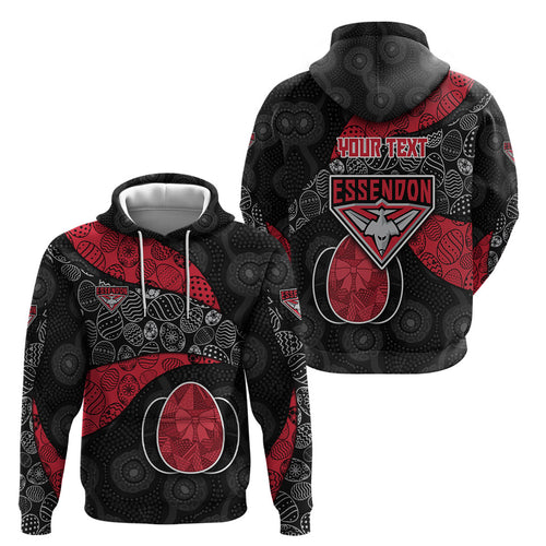 Personalized Essendon Football Hoodie Easter Egg Pattern Red Black Tribal Dot Art Style
