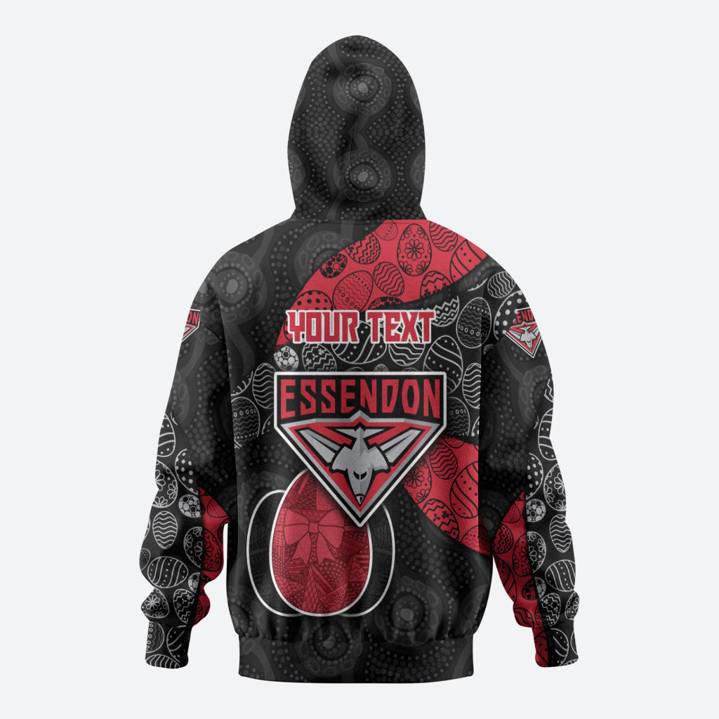Personalized Essendon Football Hoodie Easter Egg Pattern Red Black Tribal Dot Art Style