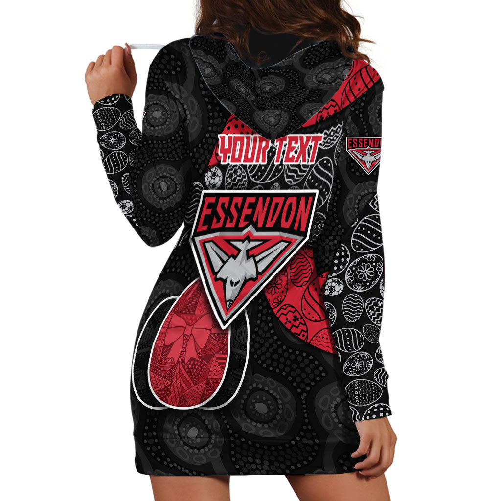 Personalized Essendon Football Hoodie Dress Easter Egg Pattern Red Black Tribal Dot Art Style