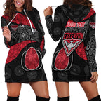 Personalized Essendon Football Hoodie Dress Easter Egg Pattern Red Black Tribal Dot Art Style