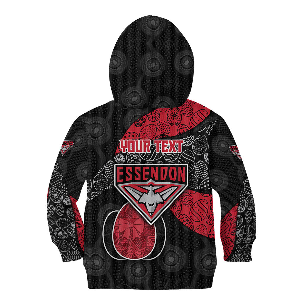 Personalized Essendon Football Kid Hoodie Easter Egg Pattern Red Black Tribal Dot Art Style