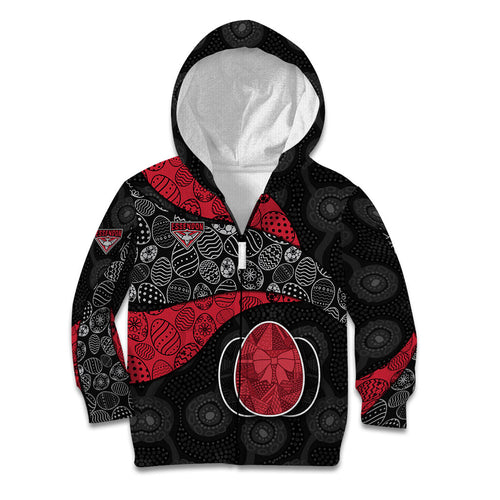 Personalized Essendon Football Kid Hoodie Easter Egg Pattern Red Black Tribal Dot Art Style