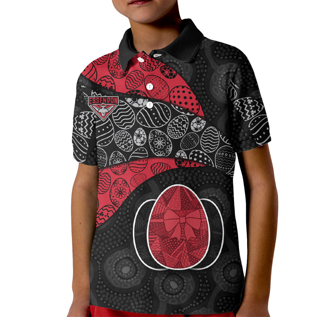 Personalized Essendon Football Kid Polo Shirt Easter Egg Pattern Red Black Tribal Dot Art Style