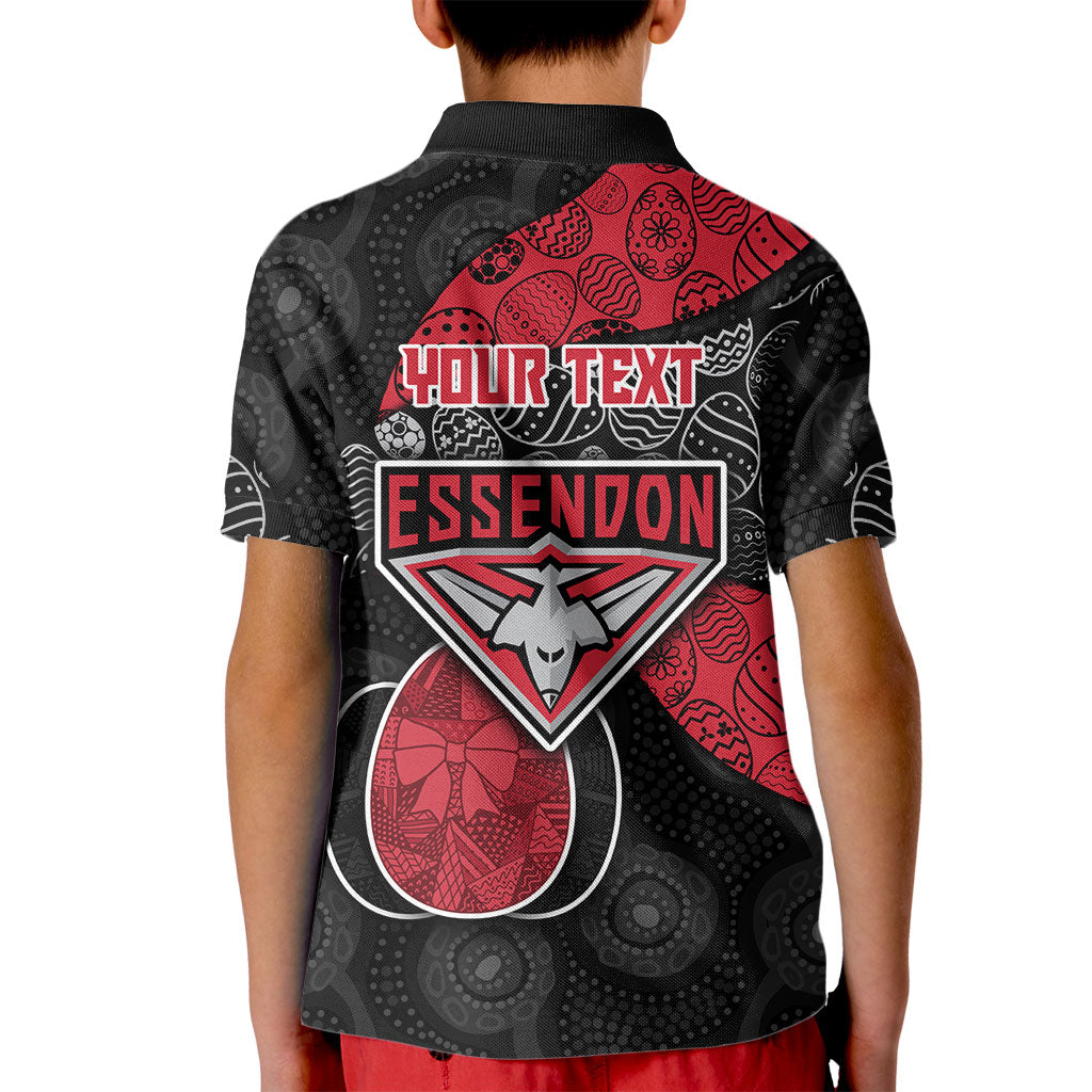Personalized Essendon Football Kid Polo Shirt Easter Egg Pattern Red Black Tribal Dot Art Style