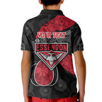 Personalized Essendon Football Kid Polo Shirt Easter Egg Pattern Red Black Tribal Dot Art Style
