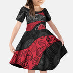 Personalized Essendon Football Kid Short Sleeve Dress Easter Egg Pattern Red Black Tribal Dot Art Style