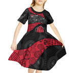 Personalized Essendon Football Kid Short Sleeve Dress Easter Egg Pattern Red Black Tribal Dot Art Style