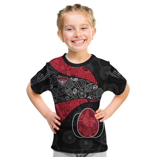 Personalized Essendon Football Kid T Shirt Easter Egg Pattern Red Black Tribal Dot Art Style