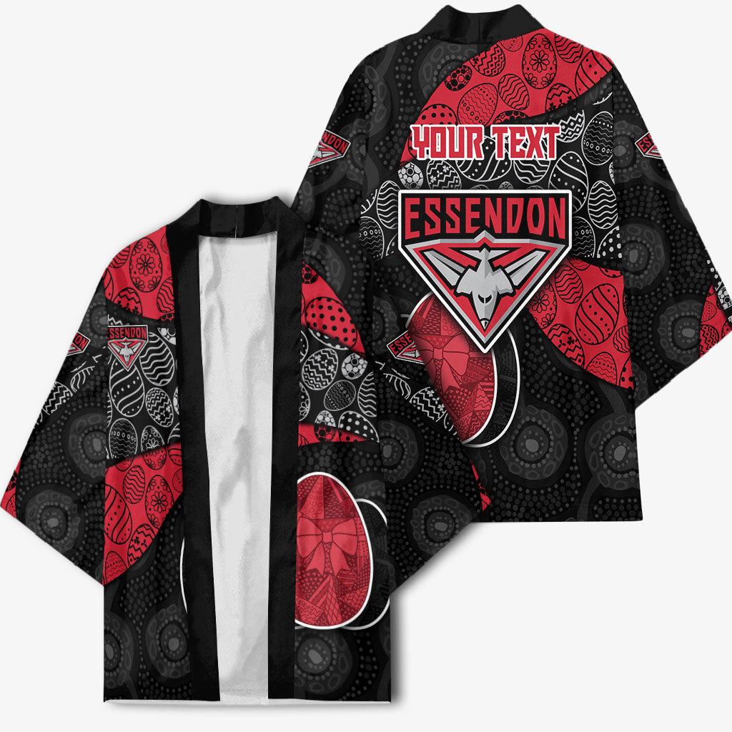 Personalized Essendon Football Kimono Easter Egg Pattern Red Black Tribal Dot Art Style