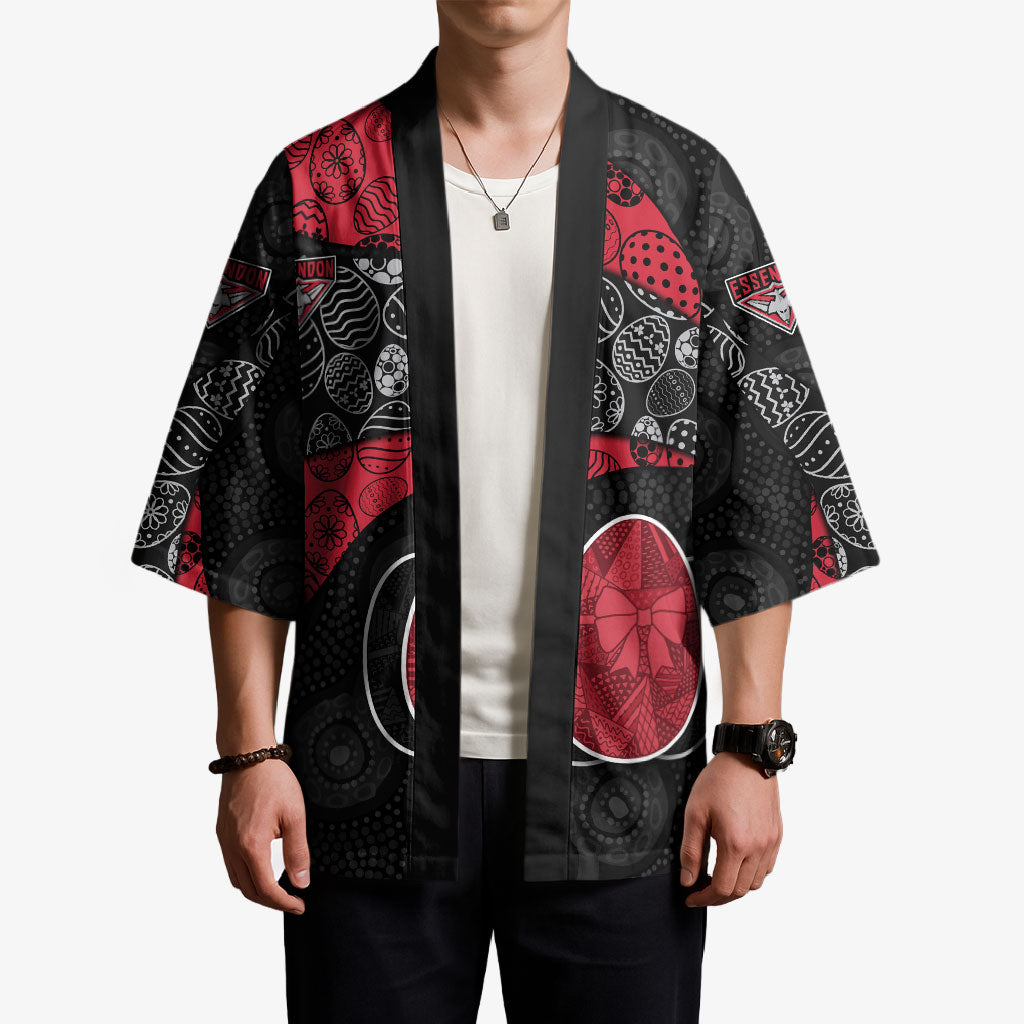 Personalized Essendon Football Kimono Easter Egg Pattern Red Black Tribal Dot Art Style