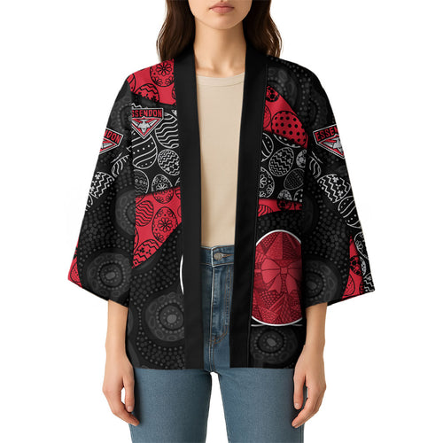 Personalized Essendon Football Kimono Easter Egg Pattern Red Black Tribal Dot Art Style