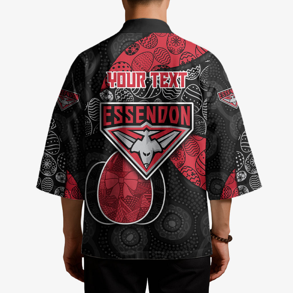 Personalized Essendon Football Kimono Easter Egg Pattern Red Black Tribal Dot Art Style
