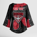 Personalized Essendon Football Kimono Sleeve Blouse Easter Egg Pattern Red Black Tribal Dot Art Style