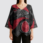 Personalized Essendon Football Kimono Sleeve Blouse Easter Egg Pattern Red Black Tribal Dot Art Style