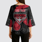 Personalized Essendon Football Kimono Sleeve Blouse Easter Egg Pattern Red Black Tribal Dot Art Style