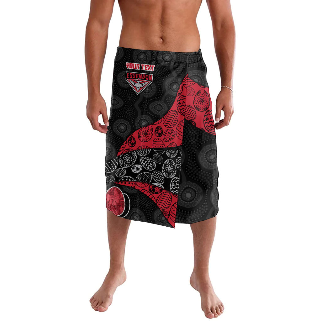 Personalized Essendon Football Lavalava Easter Egg Pattern Red Black Tribal Dot Art Style