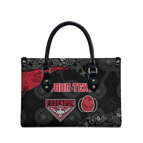 Personalized Essendon Football Leather Bag Easter Egg Pattern Red Black Tribal Dot Art Style
