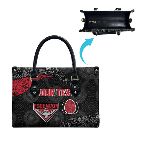 Personalized Essendon Football Leather Bag Easter Egg Pattern Red Black Tribal Dot Art Style