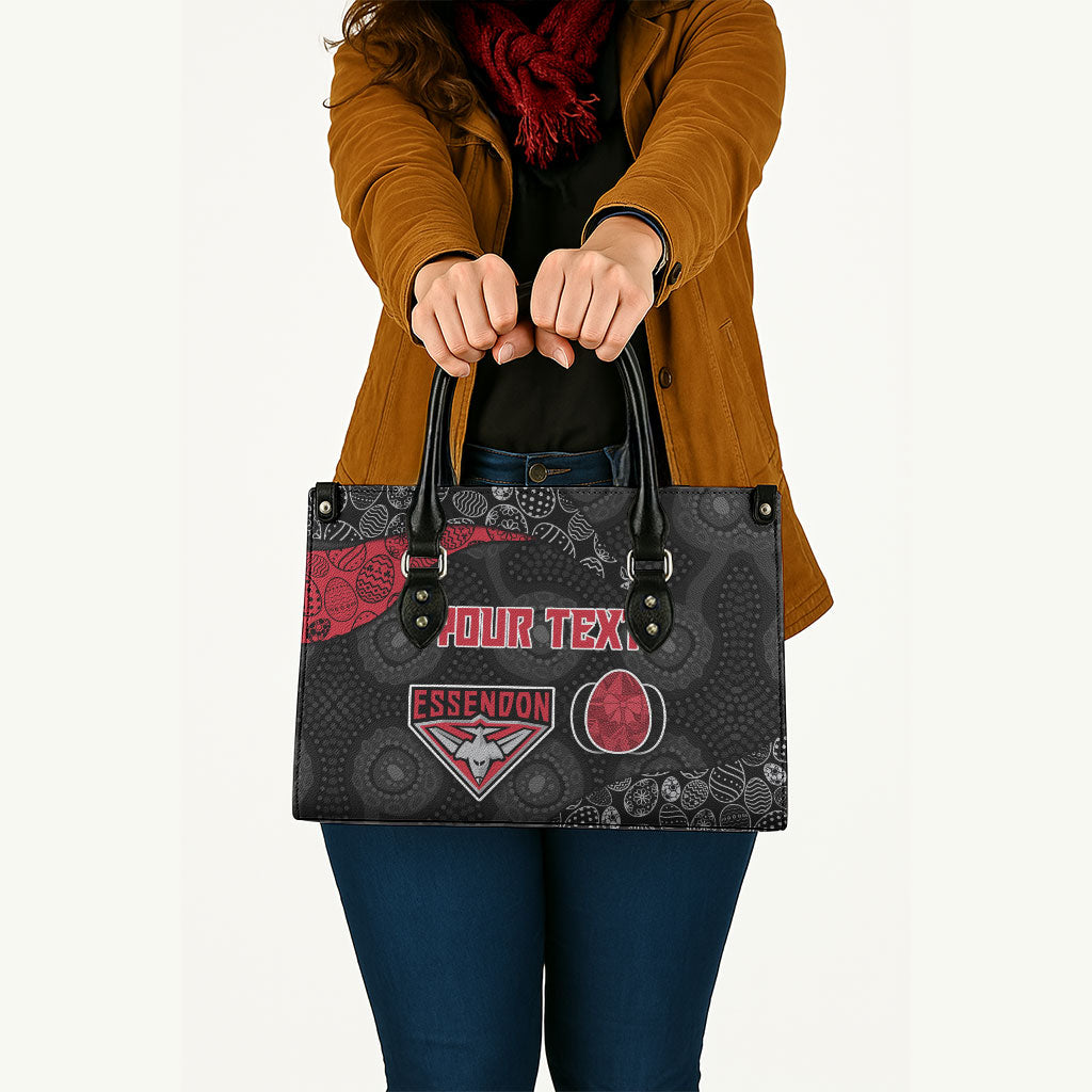 Personalized Essendon Football Leather Bag Easter Egg Pattern Red Black Tribal Dot Art Style