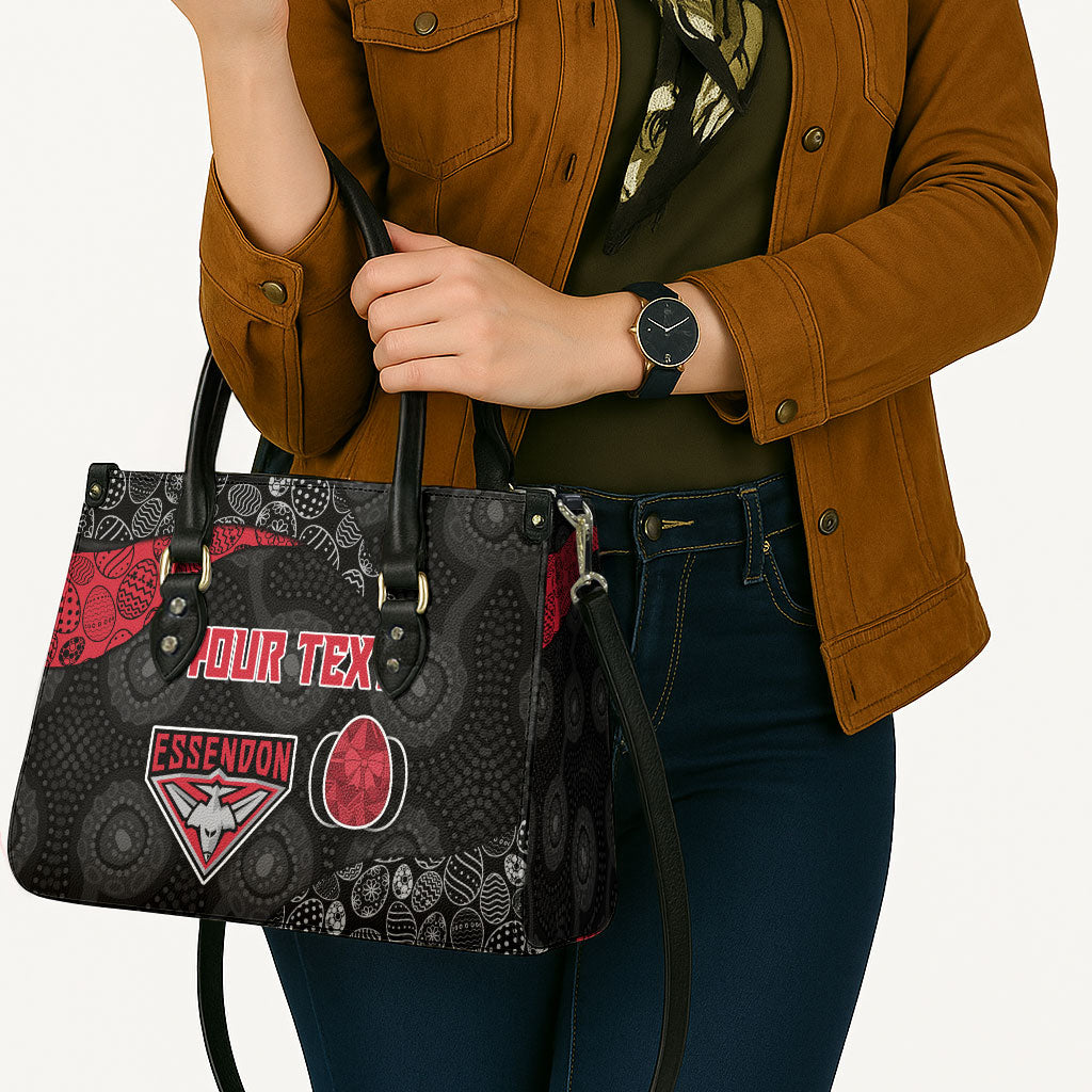 Personalized Essendon Football Leather Bag Easter Egg Pattern Red Black Tribal Dot Art Style