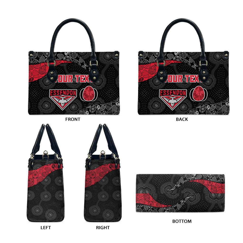 Personalized Essendon Football Leather Bag Easter Egg Pattern Red Black Tribal Dot Art Style