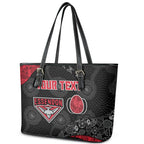 Personalized Essendon Football Leather Tote Bag Easter Egg Pattern Red Black Tribal Dot Art Style