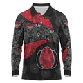 Personalized Essendon Football Long Sleeve Polo Shirt Easter Egg Pattern Red Black Tribal Dot Art Style