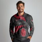 Personalized Essendon Football Long Sleeve Polo Shirt Easter Egg Pattern Red Black Tribal Dot Art Style
