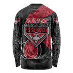 Personalized Essendon Football Long Sleeve Shirt Easter Egg Pattern Red Black Tribal Dot Art Style