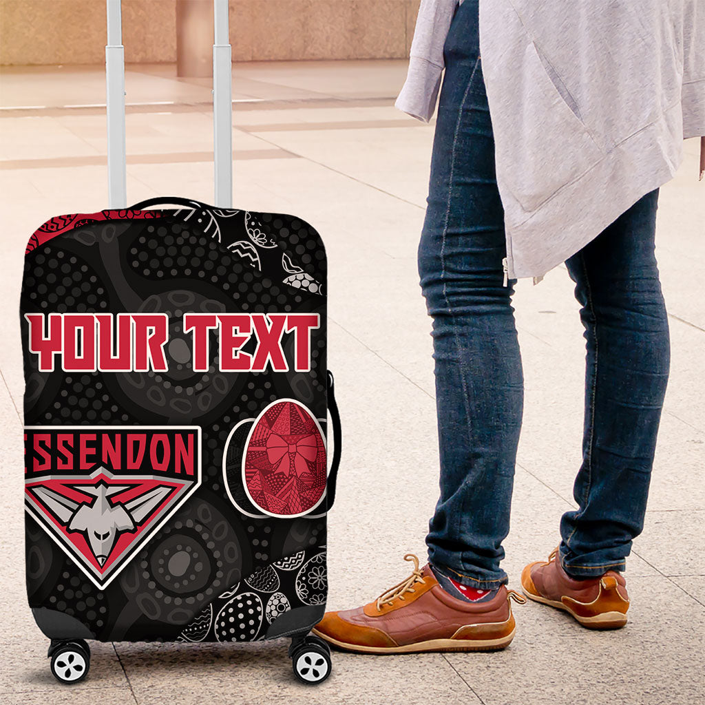 Personalized Essendon Football Luggage Cover Easter Egg Pattern Red Black Tribal Dot Art Style