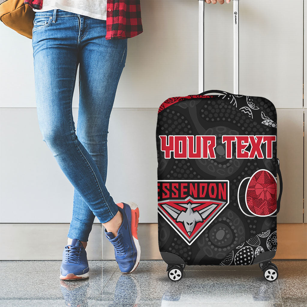 Personalized Essendon Football Luggage Cover Easter Egg Pattern Red Black Tribal Dot Art Style