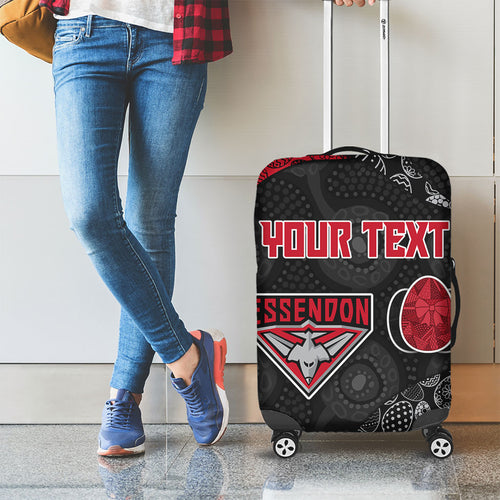 Personalized Essendon Football Luggage Cover Easter Egg Pattern Red Black Tribal Dot Art Style
