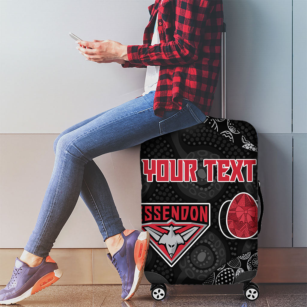 Personalized Essendon Football Luggage Cover Easter Egg Pattern Red Black Tribal Dot Art Style