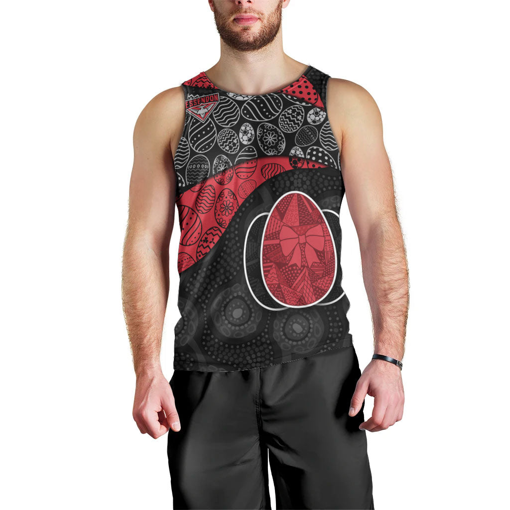 Personalized Essendon Football Men Tank Top Easter Egg Pattern Red Black Tribal Dot Art Style