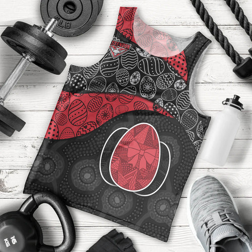 Personalized Essendon Football Men Tank Top Easter Egg Pattern Red Black Tribal Dot Art Style