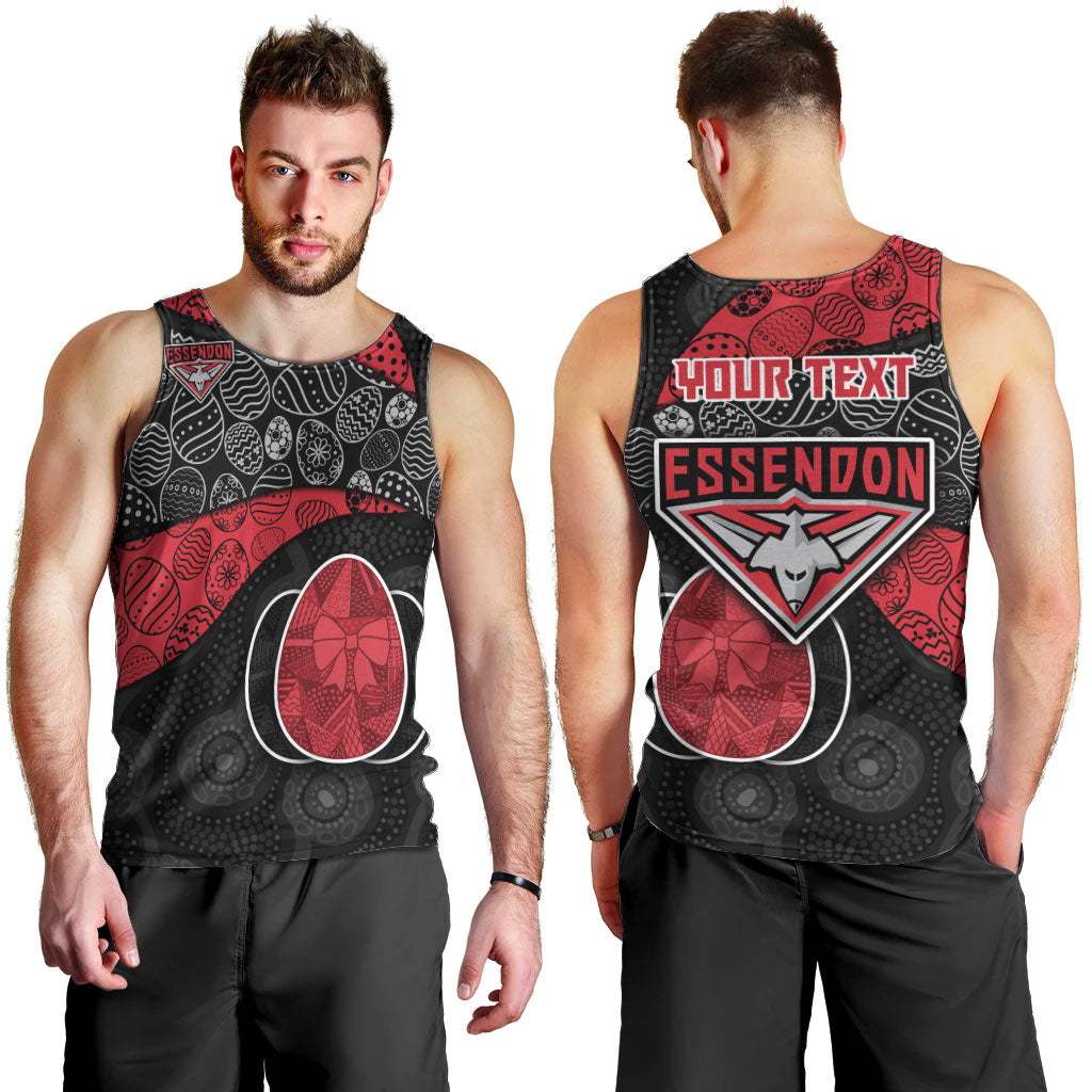 Personalized Essendon Football Men Tank Top Easter Egg Pattern Red Black Tribal Dot Art Style