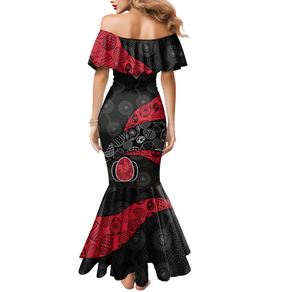 Personalized Essendon Football Mermaid Dress Easter Egg Pattern Red Black Tribal Dot Art Style