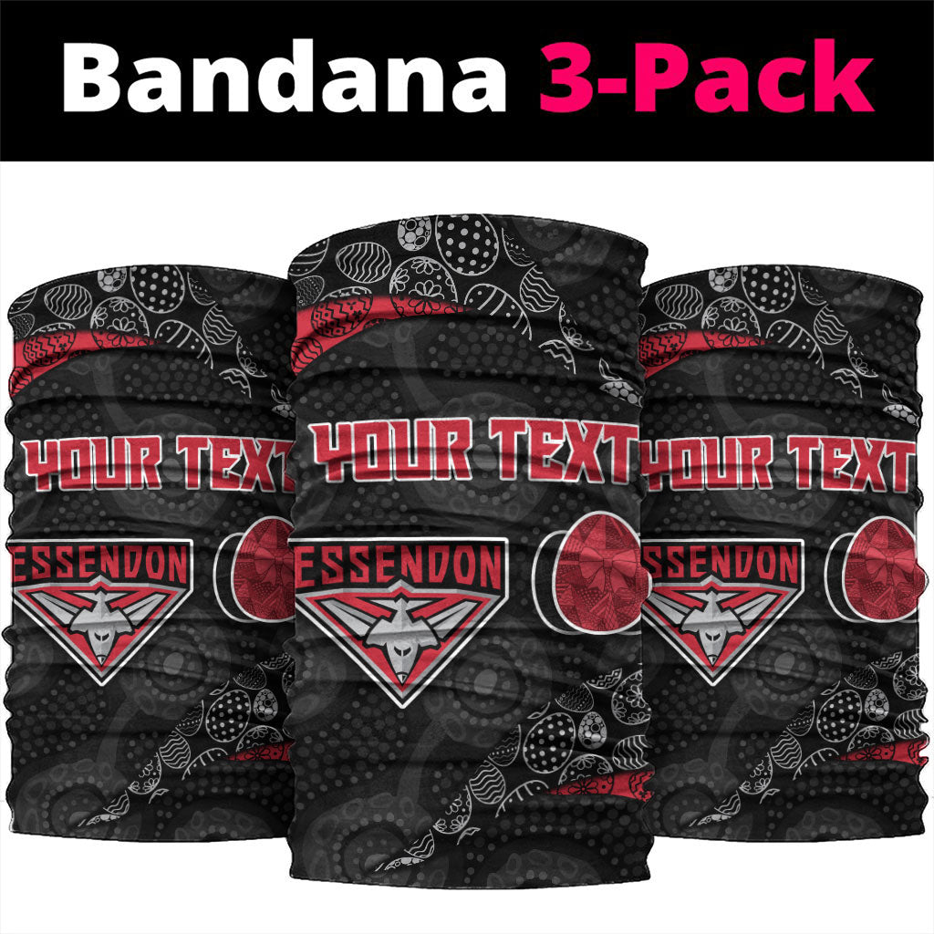 Personalized Essendon Football Neck Gaiter Easter Egg Pattern Red Black Tribal Dot Art Style
