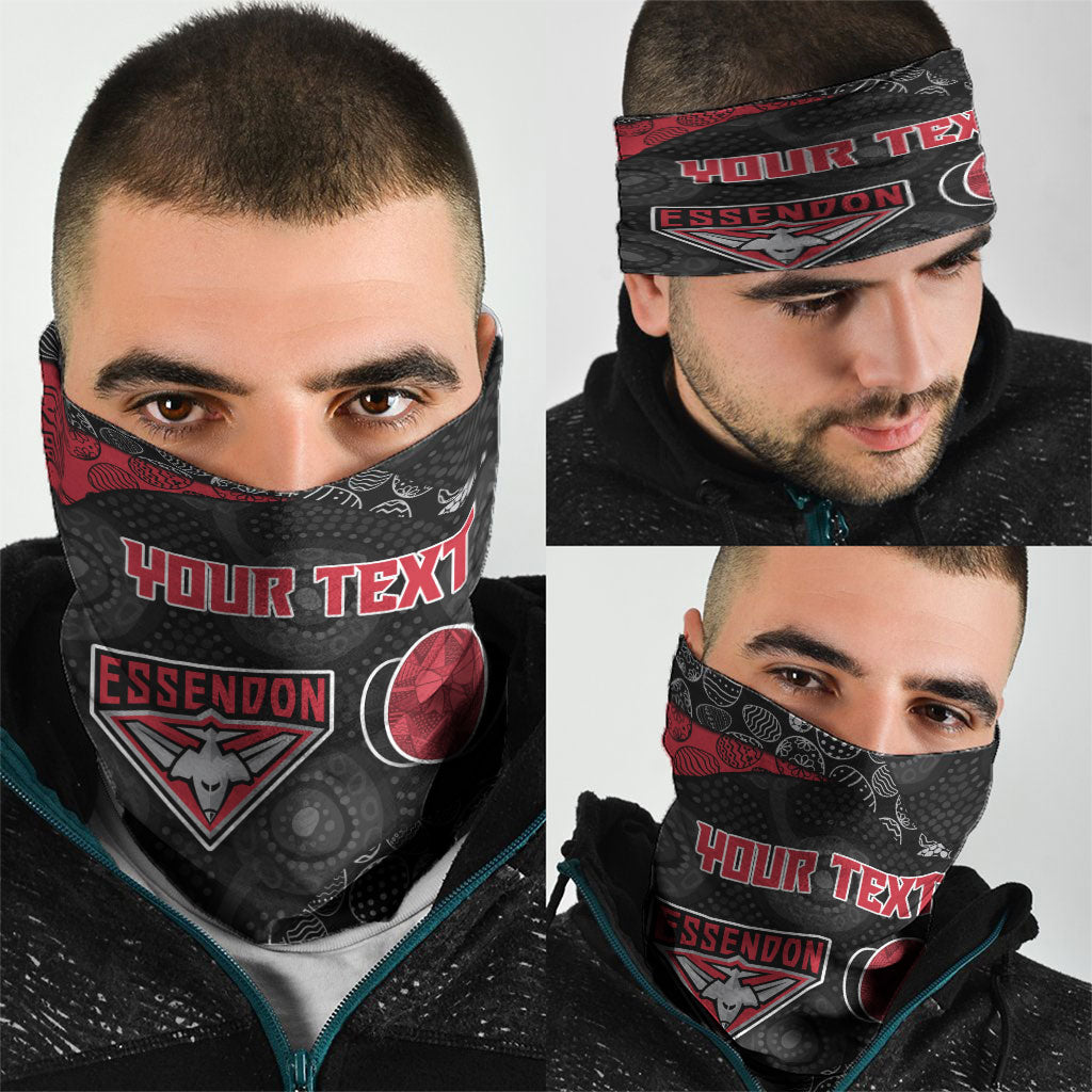Personalized Essendon Football Neck Gaiter Easter Egg Pattern Red Black Tribal Dot Art Style