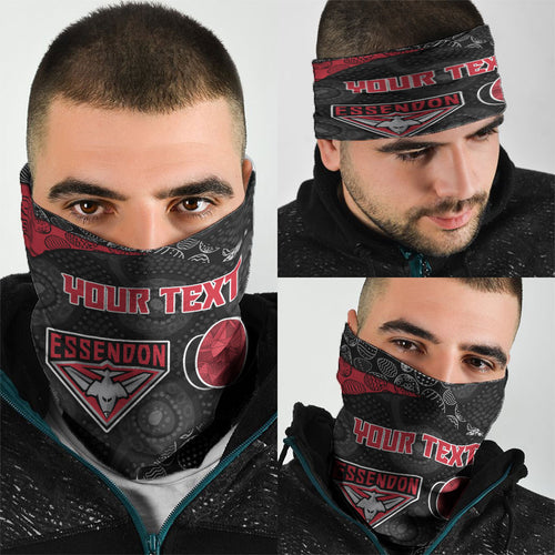 Personalized Essendon Football Neck Gaiter Easter Egg Pattern Red Black Tribal Dot Art Style