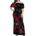 Personalized Essendon Football Off Shoulder Maxi Dress Easter Egg Pattern Red Black Tribal Dot Art Style