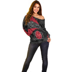 Personalized Essendon Football Off Shoulder Sweater Easter Egg Pattern Red Black Tribal Dot Art Style