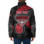 Personalized Essendon Football Padded Jacket Easter Egg Pattern Red Black Tribal Dot Art Style