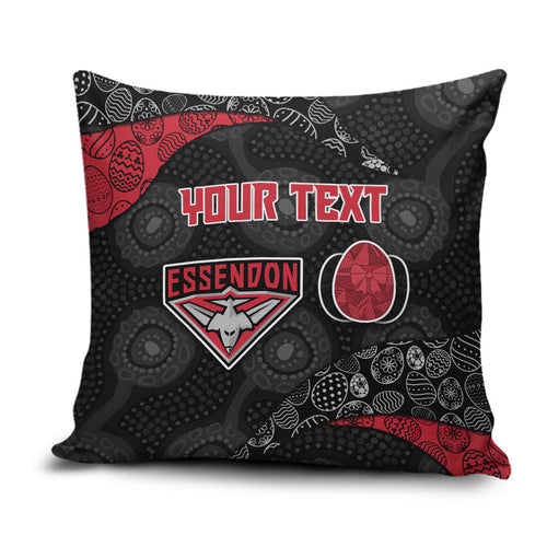 Personalized Essendon Football Pillow Cover Easter Egg Pattern Red Black Tribal Dot Art Style