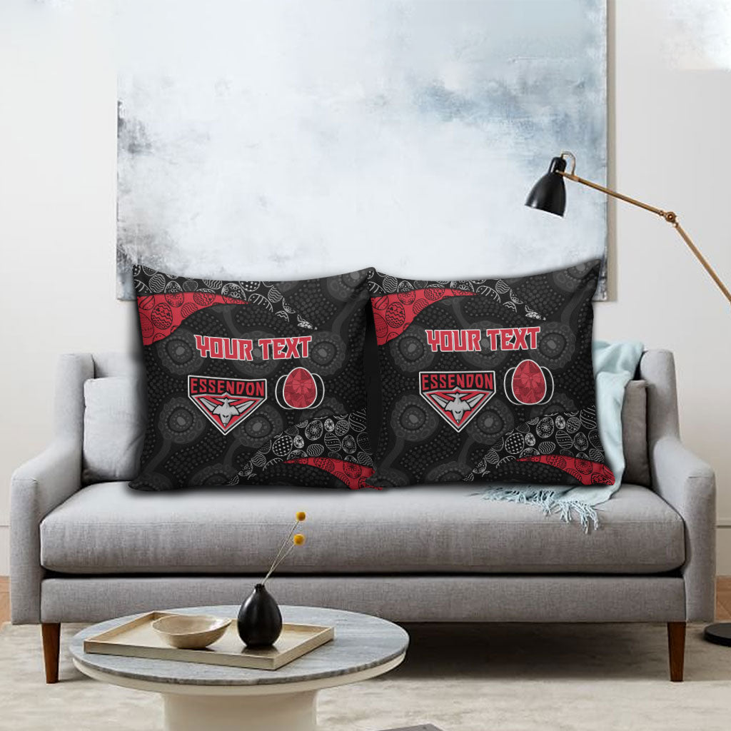 Personalized Essendon Football Pillow Cover Easter Egg Pattern Red Black Tribal Dot Art Style