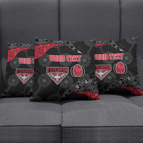 Personalized Essendon Football Pillow Cover Easter Egg Pattern Red Black Tribal Dot Art Style